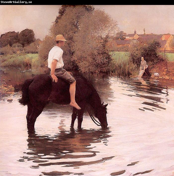 Muenier, Jules-Alexis Young Peasant Taking his Horse to the Watering Hole